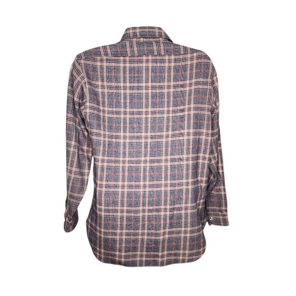 Vintage 70s Pendleton Long Sleeve Wool Button Up Shirt Mens M Plaid Beige - Picture 6 of 7